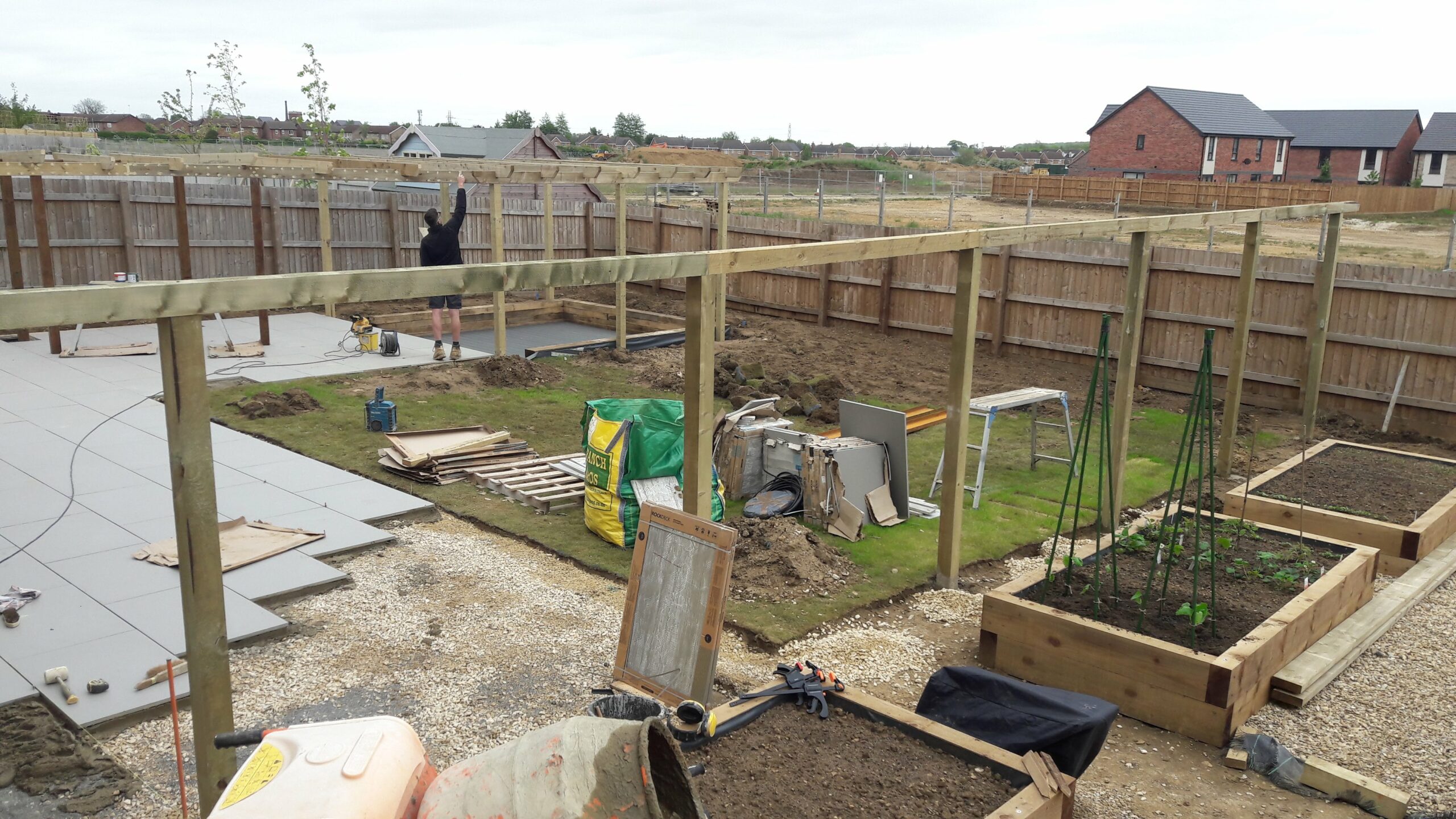SG Landscapes work in progress in Sleaford new build garden